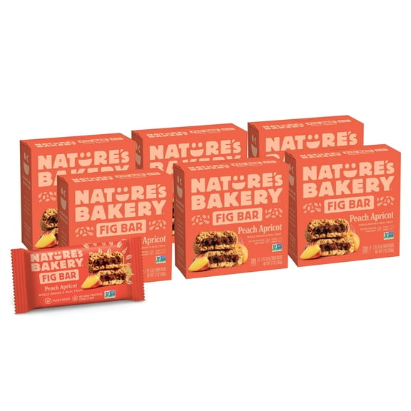 Nature's Bakery Whole Wheat Peach Apricot, 2 oz Snack Bars (36 Bars), Plant-Based, Vegan, Non-GMO