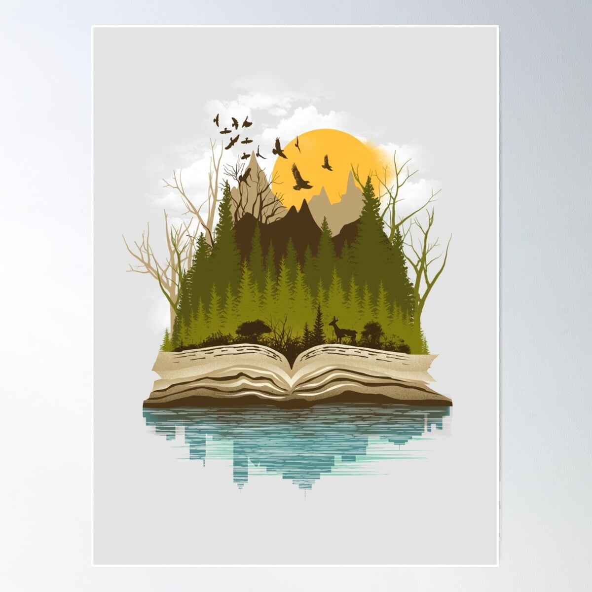 Nature'S Reflection Poster Wall Art, Modern Wall Decor For Living Room ...