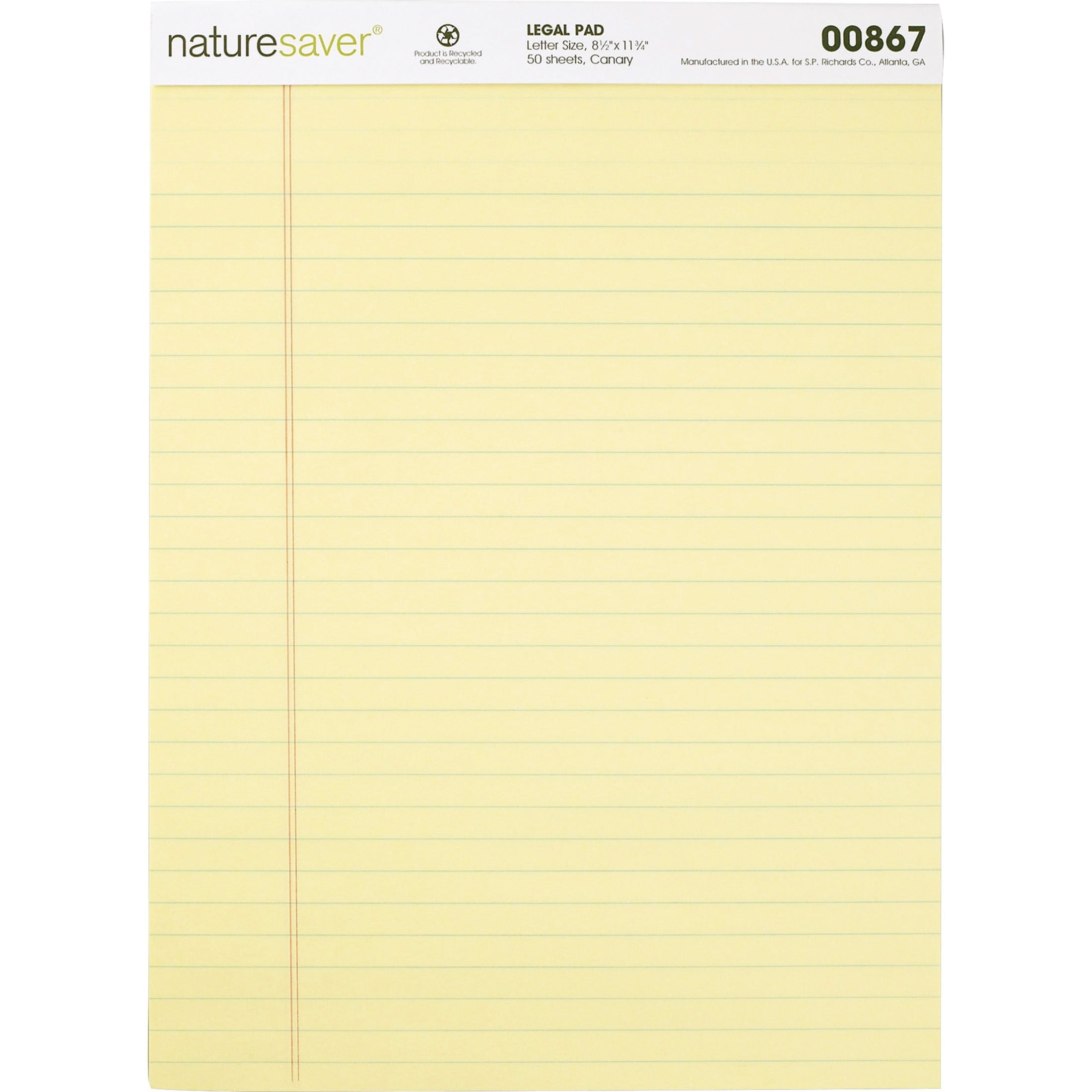 Universal 10630 Perforated Writing Pad Letter Size Canary 12 50-Sheet Pads