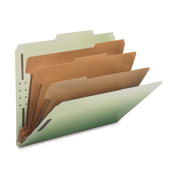 Nature Saver 2/5 Tab Cut Letter Recycled Classification Folder - 8 1/2" x 11" - 3" Expansion - Prong K Style Fastener - 2" Fastener Capacity, 1" Faste | Bundle of 2 Boxes