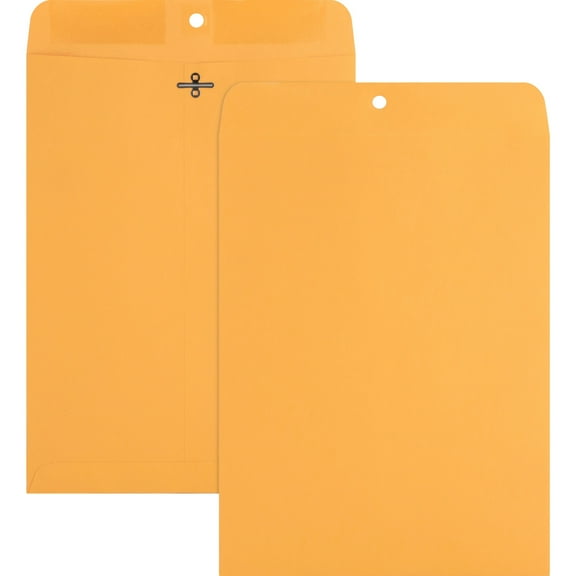 Nature Saver Recycled Clasp Envelopes - Clasp - #90 - 9" Width x 12" Length - 28 lb - Clasp - Kraft - 100 / Box - Yellow | Bundle of 5