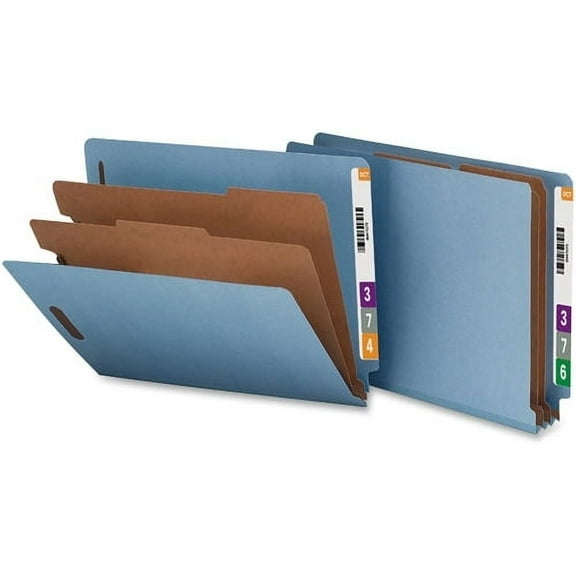 Nature Saver Recycled End Tab Classification Folders Letter - 8 1/2" x 11" Sheet Size - End Tab Location - 2 Divider(s) - 25 pt. Folder Thickness - Blue - Recycled - 10 / Box