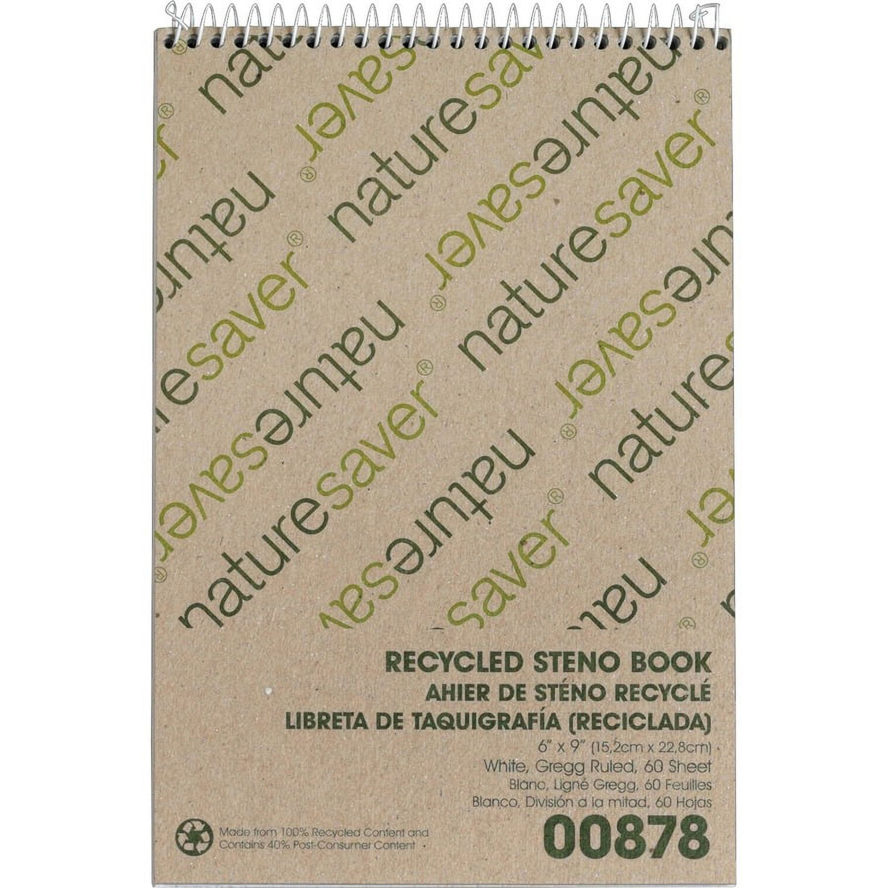 Nature Saver Recycled Steno Book - 60 Sheets - Spiral - 6 Nature Saver Recycled Steno Book - 60 Sheets - Spiral - 6