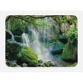 thumbnail image 1 of Nature Scene Bath Mat, Natural Waterfall Flows on Rocks with Moss Woodland in Minnesota, Plush Bathroom Decor Mat with Non Slip Backing, 29.5" X 17.5", Lime Green and Blue Grey, by Ambesonne, 1 of 2