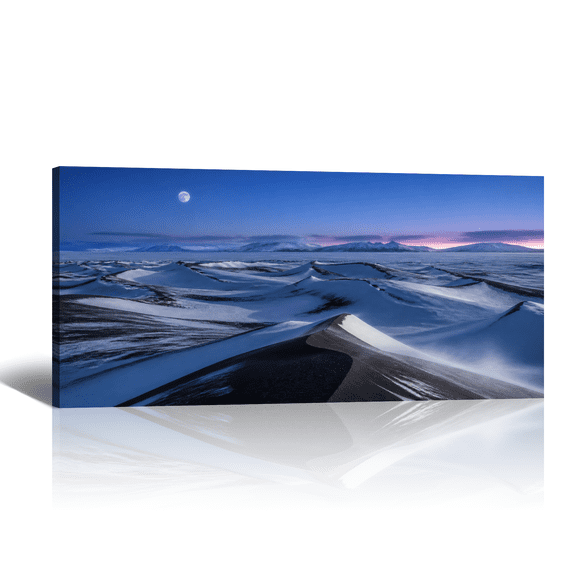 Nature Scene Landscape Canvas Wall Art Moon Snow Dune Picture Print, Serene Scenery Artwork Modern Paintings for Living Room Bedroom Home Office Decor