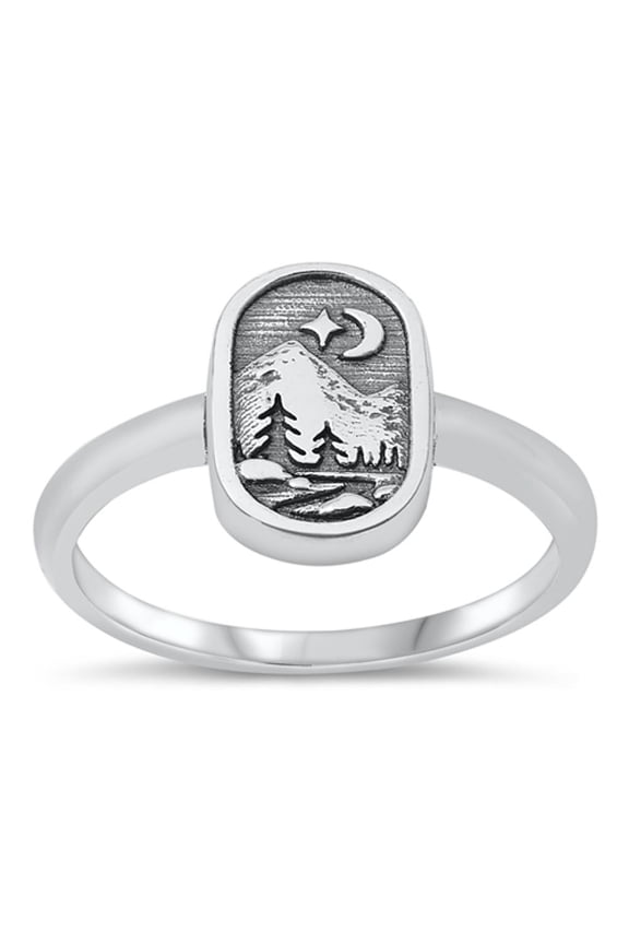 Nature Scene Outdoor Ring .925 Sterling Silver Band Jewelry Female Male Unisex Size 10