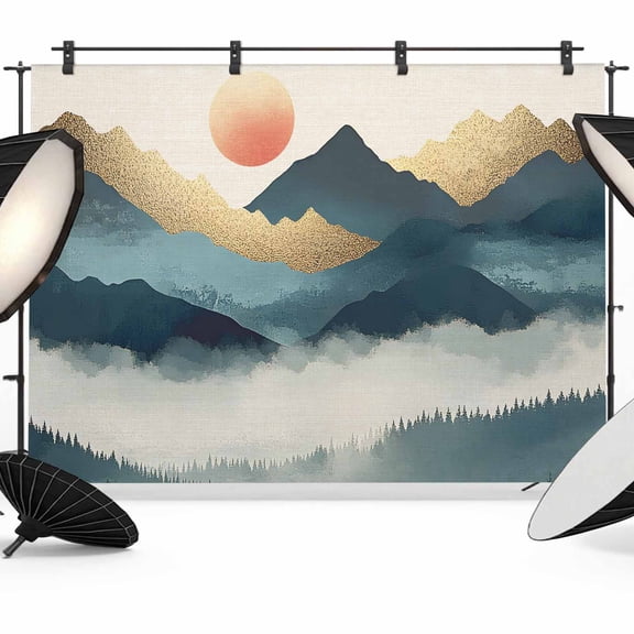 Nature Scenery Backdrop for Photography, Forest Sun Mountain Landscape Photo Backdrop Portrait Background Party Banner Photo Backgrounds for Studio Booth Props, 7x5ft