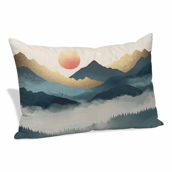 Nature Scenery Pillow Covers 12x20 Inch, Forest Sun Soft Brushed Throw Pillow Covers with Hidden Zipper Mountain Landscape Decorative Pillowcase for Bedroom Sofa Couch