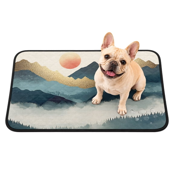 Nature Scenery Washable Pee Pads for Dogs, Forest Sun Reusable Puppy Pads Waterproof Pet Mat, Mountain Landscape Absorbent Dog Pee Pads for Crate Pet Training Whelping Playpen Mats 24"x18"