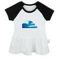 thumbnail image 1 of Nature Sea Wave Pattern Dresses For Baby, Newborn Babies Skirts, Infant Princess Dress, 0-24M Kids Graphic Clothes (Black Raglan Dresses, 0-6 Months), 1 of 4