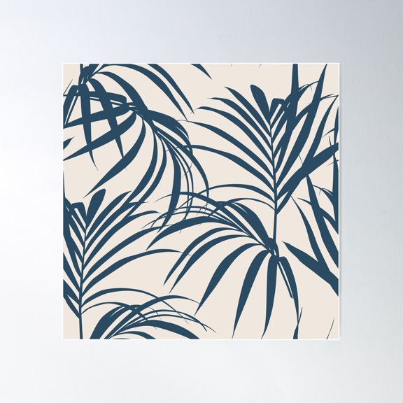 Nature Seamless Pattern. Hand Drawn Tropical Summer Palm Leaves. Poster Wall Art, Modern Wall Decor For Living Room Bedroom, 24x24 UNFRAMED