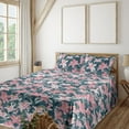thumbnail image 1 of Nature Sheet Set, Blooming Spring Season Lily Flowers Garden Art Blossoms of Love Grunge Style, Fitted & Flat Sheet with Pillowcase Bedding Accent 3 Pcs Set, Twin, Dark Teal and Pink, by Ambesonne, 1 of 1
