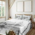 thumbnail image 1 of Nature Sheet Set, Boat on the River by the Water Reeds Fishing Lake Plants Hand Drawn Style Nature, Fitted and Flat Sheet Pillowcases Bedding Accent 4 Piece Set, Calking, Black White, by Ambesonne, 1 of 4