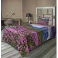 thumbnail image 1 of Ambesonne Landscape Fitted & Top Sheet Set with Sham, Mountain Village Fall, Pink Green, 1 of 4