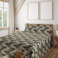 thumbnail image 1 of Ambesonne Nature Fitted & Flat Sheet with Sham 3 Pcs Set, Exotic Leaf Sketch Pattern, Twin XL, Hunter Green Ivory and Sepia, 1 of 5