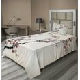 thumbnail image 1 of Ambesonne Floral Fitted & Top Sheet Set with Sham, Style Art Birds, Pale Maroon Black, 1 of 5