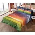 thumbnail image 1 of Nature Sheet Set, Horizon with Dark Storm Cloud Meadow with Sunset View Image Modern Design, Fitted and Flat Sheet with Pillowcases Bedding Accent 4 Piece Set, Calking, Multicolor, by Ambesonne, 1 of 5