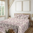 thumbnail image 1 of Ambesonne Nature Fitted & Flat Sheet with Sham 3 Pcs Set, Traditional Floral Sketchy, Twin, Rose Eggshell Plum, 1 of 5