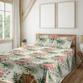 thumbnail image 1 of Ambesonne Nature Fitted & Flat Sheet with Sham 3 Pcs Set, Watercolor Flowers Dots Art, Twin XL, Hunter Green and Dark Coral, 1 of 1