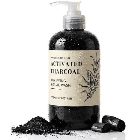 Nature Skin Shop Charcoal & Tea Tree Body Wash | Detoxifying Cleanser for Oily Skin, Clogged Pores & Surface Congestion | Sulfate-Free | 16.5 oz