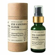 Nature Skin Shop Copper Peptide and Caffeine Eye Contour Elixir Depuffing Firming Eye Serum for Dark Circles and Fine Lines 1 oz