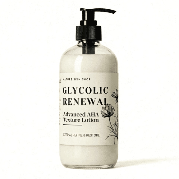 Nature Skin Shop Renewal Glycolic Advanced AHA Texture Body Lotion Exfoliating Moisturizer for Rough Bumpy Skin Surface Resurfacing Cream - 8.5 ounces