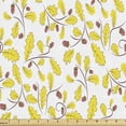 thumbnail image 1 of Ambesonne Nature Fabric by the Yard Upholstery, Acorns and Oak Leaves Art, 10 Yards, White Mustard and Dark Salmon, 1 of 5