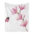 thumbnail image 1 of Nature Soft Flannel Fleece Blanket, Blossom Branch of Pink Flowers and Butterflies Fresh Spring Season Image, Cozy Plush for Indoor and Outdoor Use, 60" x 80", Pink Maroon Burgundy, by Ambesonne, 1 of 5