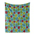 thumbnail image 1 of Nature Soft Flannel Fleece Blanket, Colorful Hand Drawn Falling Leaves Blue Background Autumn Forest Trees Theme Artwork, Cozy Plush for Indoor and Outdoor Use, 50" x 60", Multicolor, by Ambesonne, 1 of 5