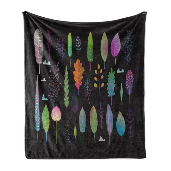 Nature Soft Flannel Fleece Blanket, Forest Theme as Trees Ecosystem in Different Seasons Colorful Graphic Illustration, Cozy Plush for Indoor and Outdoor Use, 50" x 60", Multicolor, by Ambesonne
