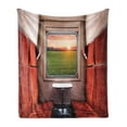thumbnail image 1 of Nature Soft Flannel Fleece Blanket, Fresh Nature Setting from Train Compartment Window Railroad Destination Travel, Cozy Plush for Indoor and Outdoor Use, 70" x 90", Red Green Cream, by Ambesonne, 1 of 6