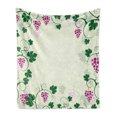 thumbnail image 1 of Nature Soft Flannel Fleece Blanket, Grape Vines Framework Fruit Garden Curvy Branches Leaves Vintage Illustration, Cozy Plush for Indoor and Outdoor Use, 70" x 90", Pink Purple Green, by Ambesonne, 1 of 5