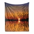thumbnail image 1 of Nature Soft Flannel Fleece Blanket, Lake Sunset with Long Reeds Romantic Botanical Ombre Like Scenery Photo Image Print, Cozy Plush for Indoor and Outdoor Use, 60" x 80", Multicolor, by Ambesonne, 1 of 6