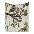 thumbnail image 1 of Nature Soft Flannel Fleece Blanket, Spring Floral Birds French Vintage Rustic Theme Style Abstract Ornamental Art, Cozy Plush for Indoor and Outdoor Use, 50" x 60", Brown and Beige, by Ambesonne, 1 of 5