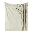 thumbnail image 1 of Nature Soft Flannel Fleece Throw Blanket, Abstract Wavy Swirled Tree Branches with Leaves and Little Birds Illustration, Cozy Plush for Indoor and Outdoor Use, 50" x 60", Eggshell Brown, by Ambesonne, 1 of 5