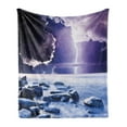 thumbnail image 1 of Nature Soft Flannel Fleece Throw Blanket, Dark Ominous Rain Clouds with Mystic Sky Scenery with Electrical Thunder Photo, Cozy Plush for Indoor and Outdoor Use, 50" x 70", Blue Purple, by Ambesonne, 1 of 6