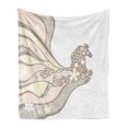 thumbnail image 1 of Nature Soft Flannel Fleece Throw Blanket, Floral Horse Galloping Unique Inspirational Freedom Graphic, Cozy Plush for Indoor and Outdoor Use, 50" x 70", Pale Yellow Peach Cocoa, by Ambesonne, 1 of 5