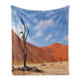 thumbnail image 1 of Nature Soft Flannel Fleece Throw Blanket, Lonely Tree Skeletont Deadvlei NamibiSandy Desert Landscape Picture, Cozy Plush for Indoor and Outdoor Use, 70" x 90", Brown Blue, by Ambesonne, 1 of 5