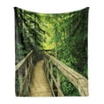 thumbnail image 1 of Nature Soft Flannel Fleece Throw Blanket, Park Summertime Scenic View Environment Ecology Nature Holidays Adventure Scene, Cozy Plush for Indoor and Outdoor Use, 60" x 80", Khaki Green, by Ambesonne, 1 of 5