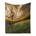 thumbnail image 1 of Nature Soft Flannel Fleece Throw Blanket, Serene Landscape with the Dramatic Sky and a Single Tree on the Hill Image Print, Cozy Plush for Indoor and Outdoor Use, 70" x 90", Multicolor, by Ambesonne, 1 of 6