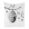 thumbnail image 1 of Nature Soft Flannel Fleece Throw Blanket, Sketchy Hand Drawn Image of Honeycomb Bees Leaves Branches Art, Cozy Plush for Indoor and Outdoor Use, 50" x 60", Charcoal Grey White, by Ambesonne, 1 of 6