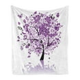 thumbnail image 1 of Nature Soft Flannel Fleece Throw Blanket, Spring Tree of Life Woods Blooming Flower and Butterfly Flying Romance, Cozy Plush for Indoor and Outdoor Use, 50" x 70", Lilac Purple, by Ambesonne, 1 of 5