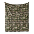 thumbnail image 1 of Nature Soft Flannel Fleece Throw Blanket, Stones Covered with Moss Rock Formation Forest Peaceful Theme, Cozy Plush for Indoor and Outdoor Use, 50" x 70", Dark Taupe Fern Green, by Ambesonne, 1 of 5