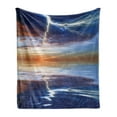thumbnail image 1 of Nature Soft Flannel Fleece Throw Blanket, Thunder over the Sea with Reflections Storm Theme Mother Earth Theme Image, Cozy Plush for Indoor and Outdoor Use, 60" x 80", Orange Blue, by Ambesonne, 1 of 6