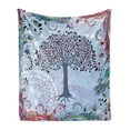thumbnail image 1 of Nature Soft Flannel Fleece Throw Blanket, Tree of Life Motif Peacock Feathers Tribal Vintage Prehistoric Flora Illustration, Cozy Plush for Indoor and Outdoor Use, 70" x 90", Blue, by Ambesonne, 1 of 6