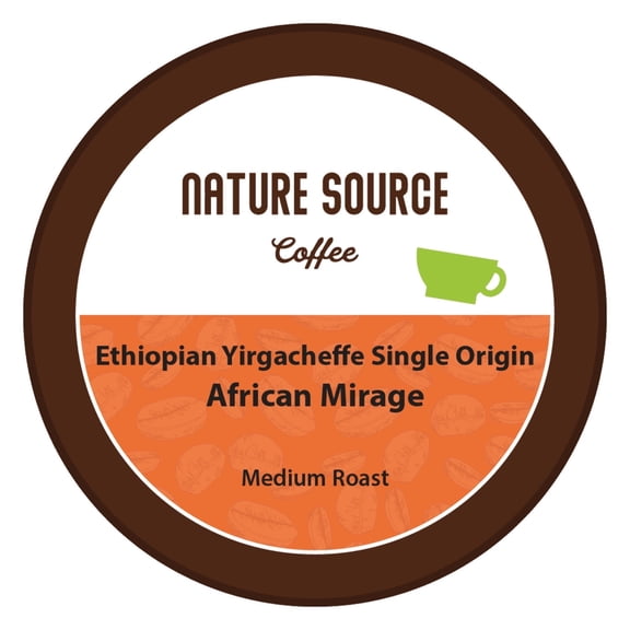Nature Source Coffee African Mirage Coffee Pods Single Origin Organic Medium Roast Naturally Caffeinated 12 Count 0.35 oz