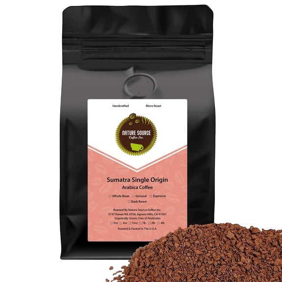 Sumatra Dark Coffee | Single Origin | Organic | California Fresh Roasted |  Whole Bean 12oz 1-Pack