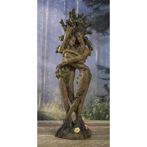 Nature Spirit Greenman And Tree Woman Gaia Dryad Ent Couple Embracing Figurine