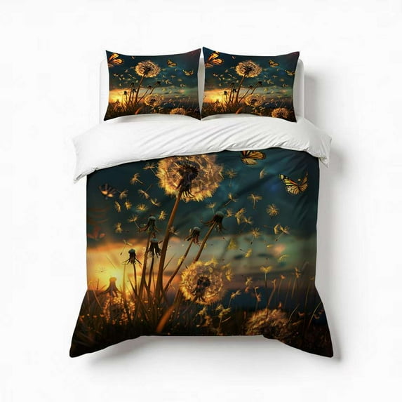Nature Spring Summer Dandelion Blue Sky Bedding Set 3 Pcs Soft Microfiber Quilt Cover For Bedroom Decor, Comforter Cover With 2 Pillowcase