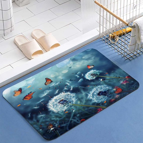 Nature Spring Summer Dandelion Blue Sky Diatomite Bath Mats Bathroom Absorbent Anti Slip Floor Mat Foot Carpet Quick Dry Shower Toilet Rug Doormat Washable